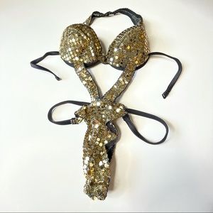 Fredericks of Hollywood Gold Sequin Teddy